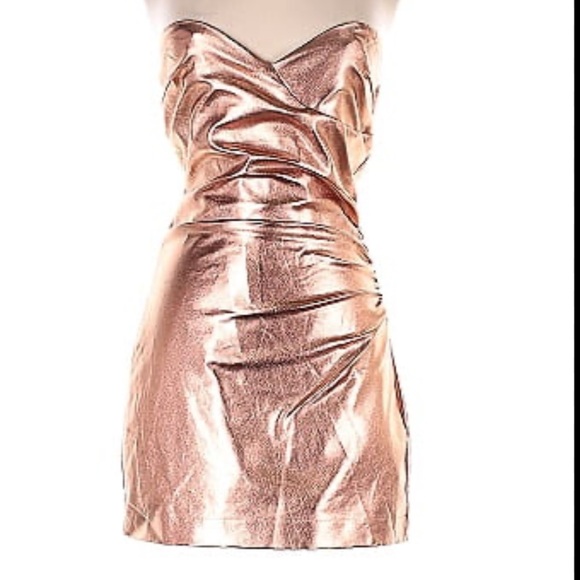 New ZARA Strapless Faux Leather Dress Metallic Corset mini dress - Picture 10 of 16